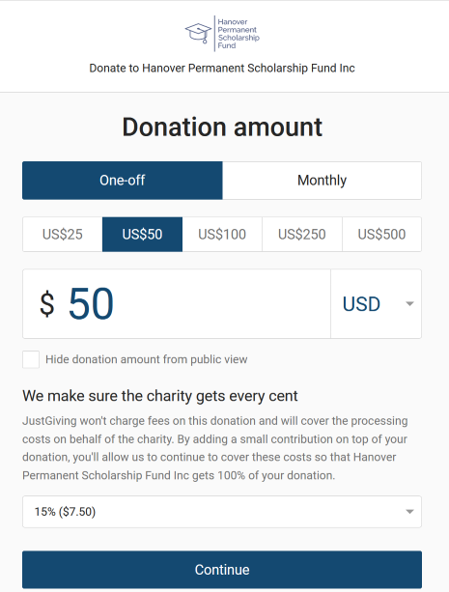 screenshot of JustGiving from Blackbaud